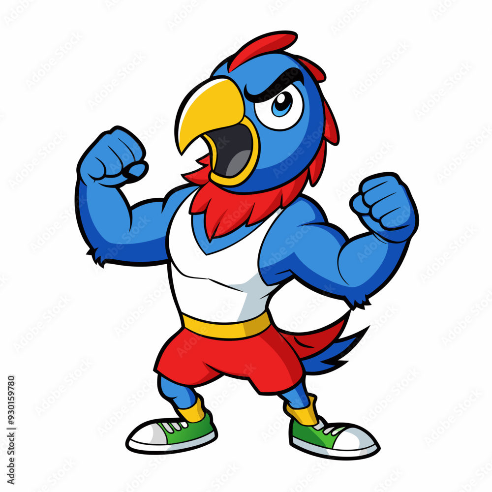 Naklejka premium A ferocious angry parrot athlete posing art vector illustration