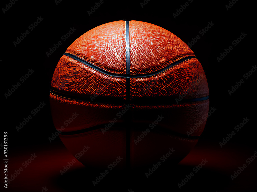 Close-up of a new basketball on a black background Close-up of a new basketball on a black background