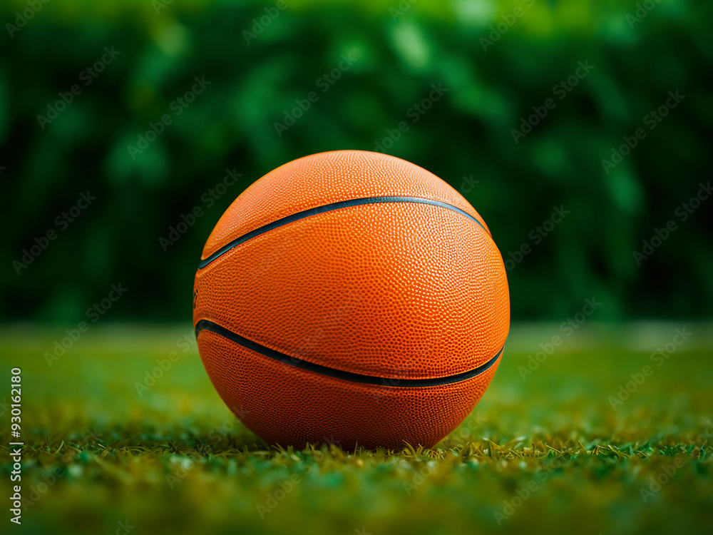 Orange basketball on a grassy field Orange basketball on a grassy field