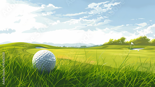A vector image of a golfer playing in a field