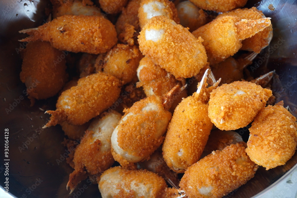 Deep-fried surimi. Fried crab claws. Surimi Crab Claw and battered fish snacks Deep-fried surimi. Fried crab claws. Surimi Crab Claw and battered fish snacks