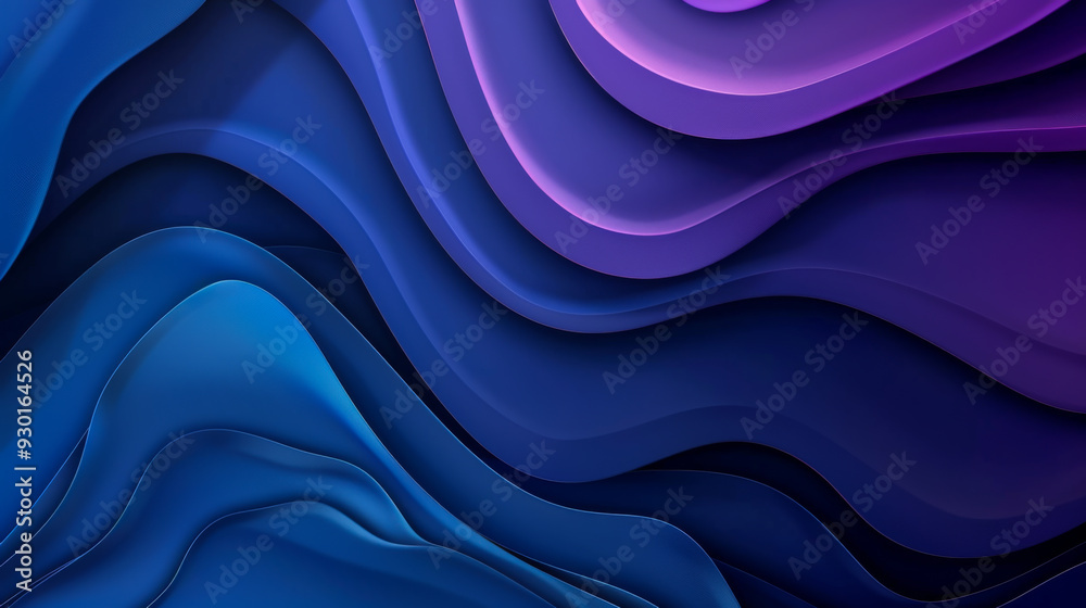 Abstract gradient background. Blue and purple wavy lines. Blue layers. Copy space. Abstract gradient background. Blue and purple wavy lines. Blue layers. Copy space.