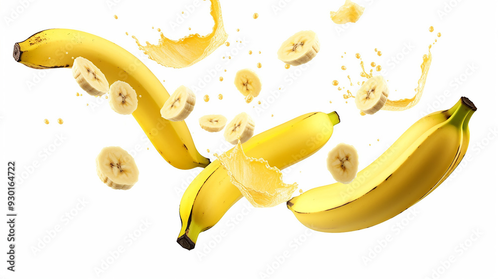 Falling Banana Slice Peeled Fruit Isolated White Falling Banana Slice Peeled Fruit Isolated White