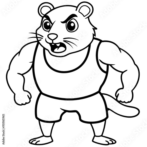 A ferocious angry  Hamster athlete posing art vector illustration