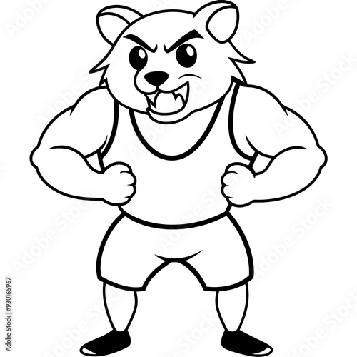 A ferocious angry  Hamster athlete posing art vector illustration