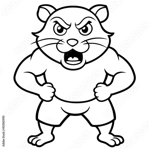 A ferocious angry  Hamster athlete posing art vector illustration