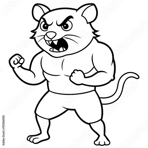 A ferocious angry  Hamster athlete posing art vector illustration