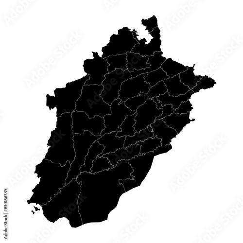 Punjab map with districts. Vector illustration.