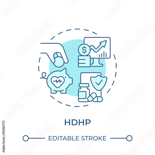 Wallpaper Mural HDHP soft blue concept icon. High-deductible health plan. HSA eligibility rule. Healthcare insurance. Round shape line illustration. Abstract idea. Graphic design. Easy to use in article Torontodigital.ca