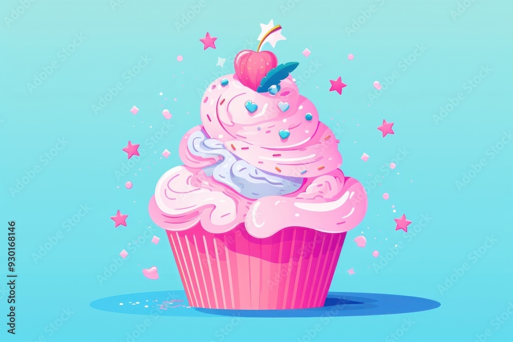 A cupcake dessert cream food. A cupcake dessert cream food.