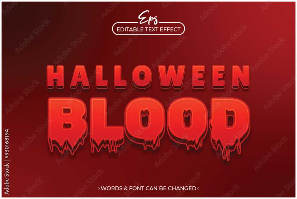 Halloween blood editable text effect template with red color