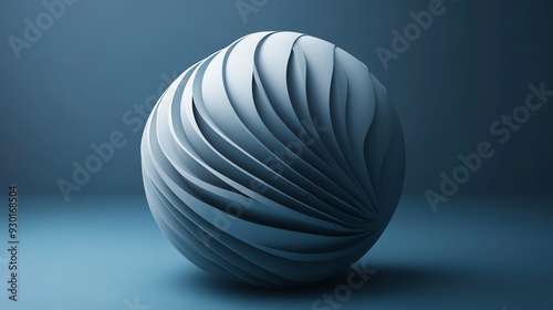 An abstract, geometric, 3D shape against a blue background.