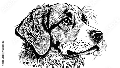 Dog Puppy Head Logo Sketch Style - Animal Face Portrait Mammal Fur
