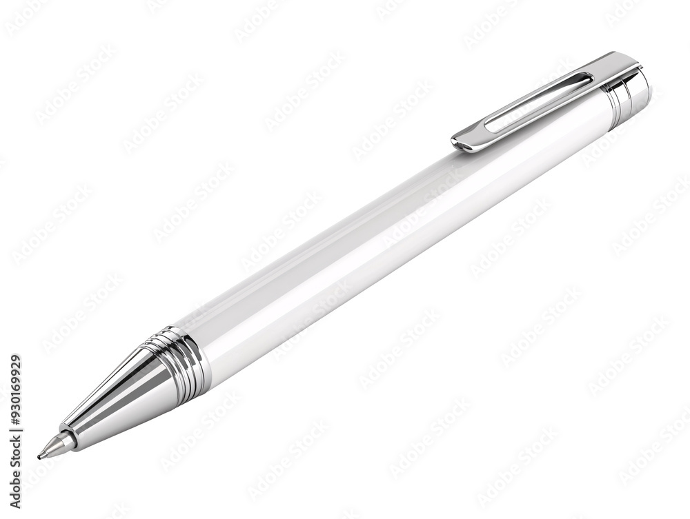 a white pen with a silver cap a white pen with a silver cap