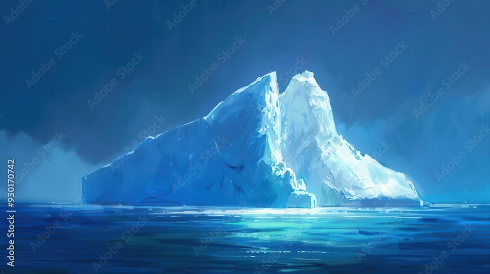 majestic iceberg floating in deep blue polar sea digital painting majestic iceberg floating in deep blue polar sea digital painting