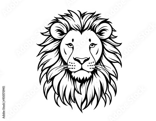 Drawing of lion's head, for coloring for example.