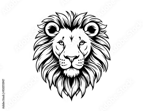 Drawing of lion's head, for coloring for example.