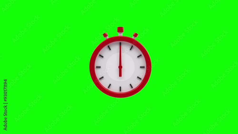 Red stopwatch looping on green screen. Red stopwatch looping on green screen.