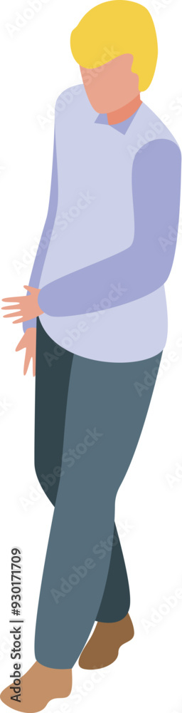 Young manager is walking, looking down, seemingly lost in thought Young manager is walking, looking down, seemingly lost in thought