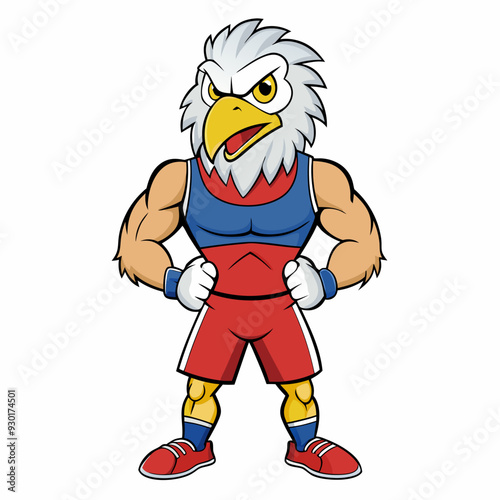 A ferocious angry eagle athlete posing art vector illustration