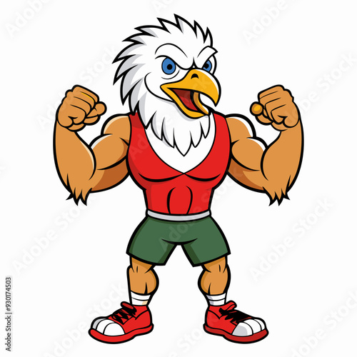 A ferocious angry eagle athlete posing art vector illustration
