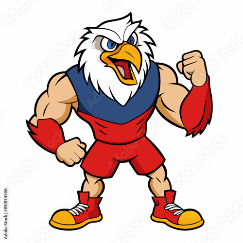 A ferocious angry eagle athlete posing art vector illustration