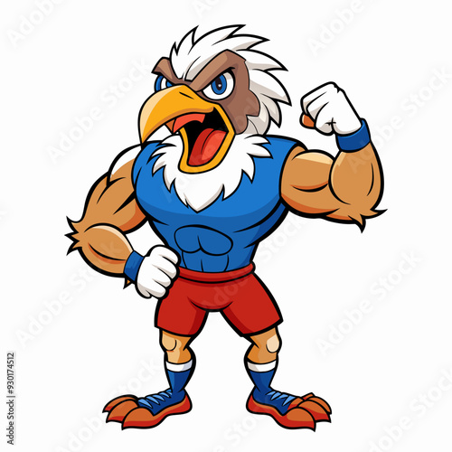 A ferocious angry eagle athlete posing art vector illustration