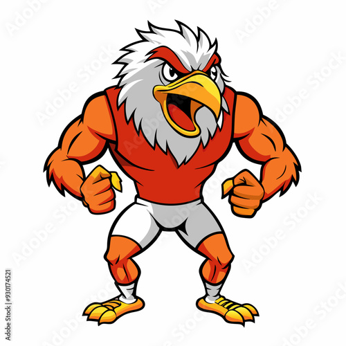 A ferocious angry eagle athlete posing art vector illustration