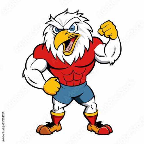 A ferocious angry eagle athlete posing art vector illustration