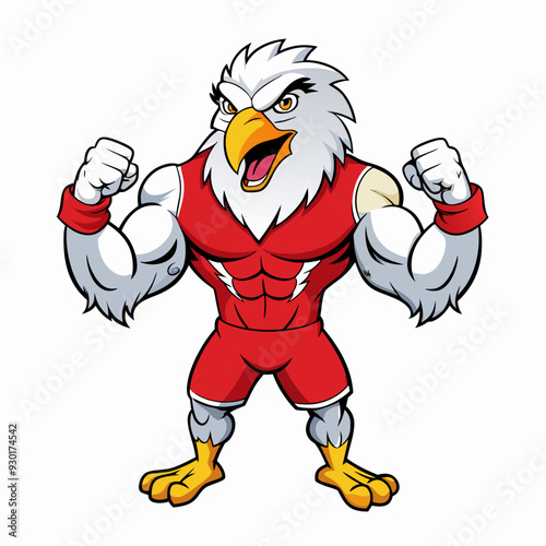 A ferocious angry eagle athlete posing art vector illustration