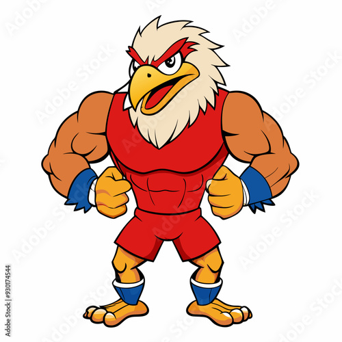 A ferocious angry eagle athlete posing art vector illustration