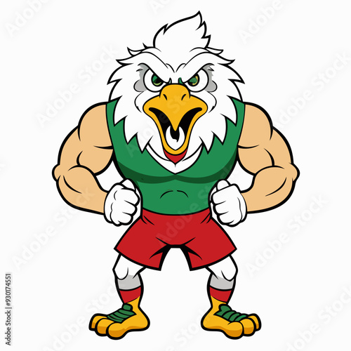 A ferocious angry eagle athlete posing art vector illustration