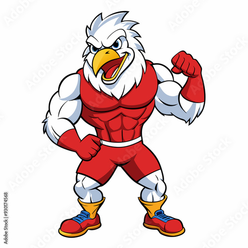 A ferocious angry eagle athlete posing art vector illustration