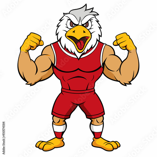 A ferocious angry eagle athlete posing art vector illustration