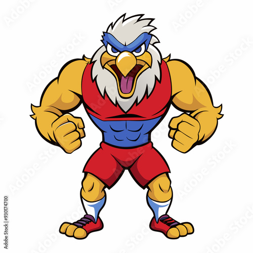 A ferocious angry eagle athlete posing art vector illustration