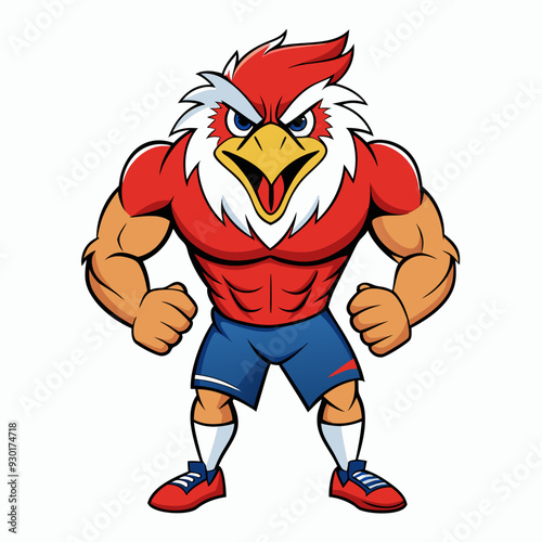 A ferocious angry eagle athlete posing art vector illustration