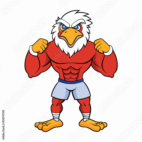 A ferocious angry eagle athlete posing art vector illustration