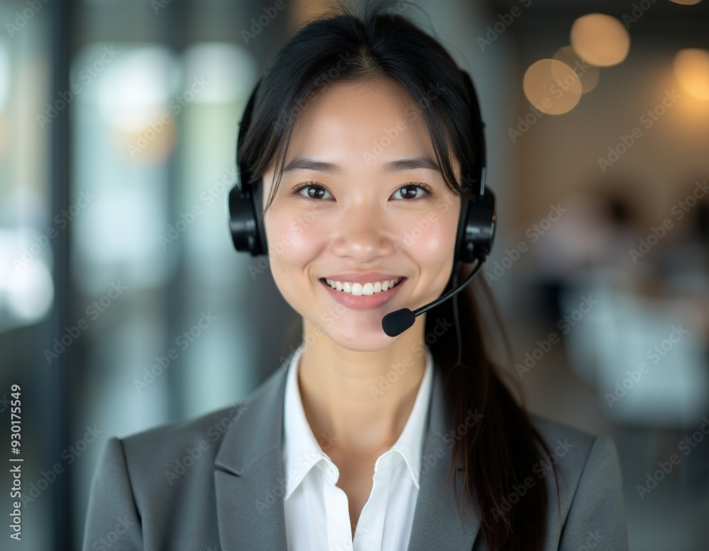 Smiling Customer Service Representative with a Headset - Perfect for Call Center, Tech Support, and Customer Service Marketing Materials Smiling Customer Service Representative with a Headset - Perfect for Call Center, Tech Support, and Customer Service Marketing Materials