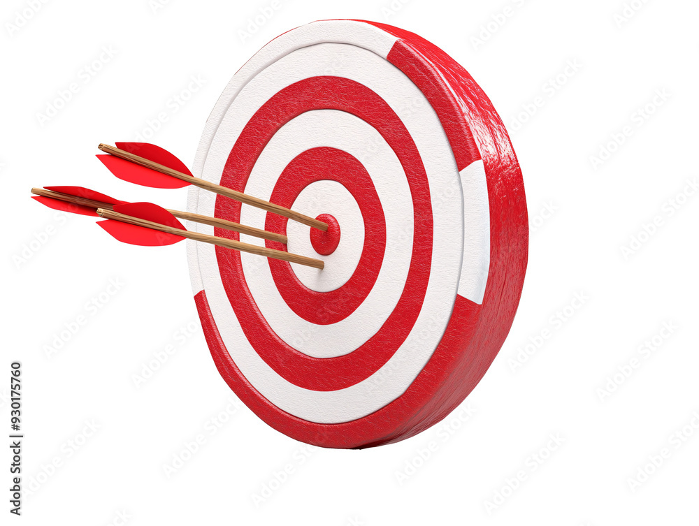 a red and white target with arrows in the center a red and white target with arrows in the center
