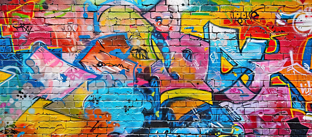 Obraz premium Colorful graffiti wall urban street art vibrant creative expression modern mural design