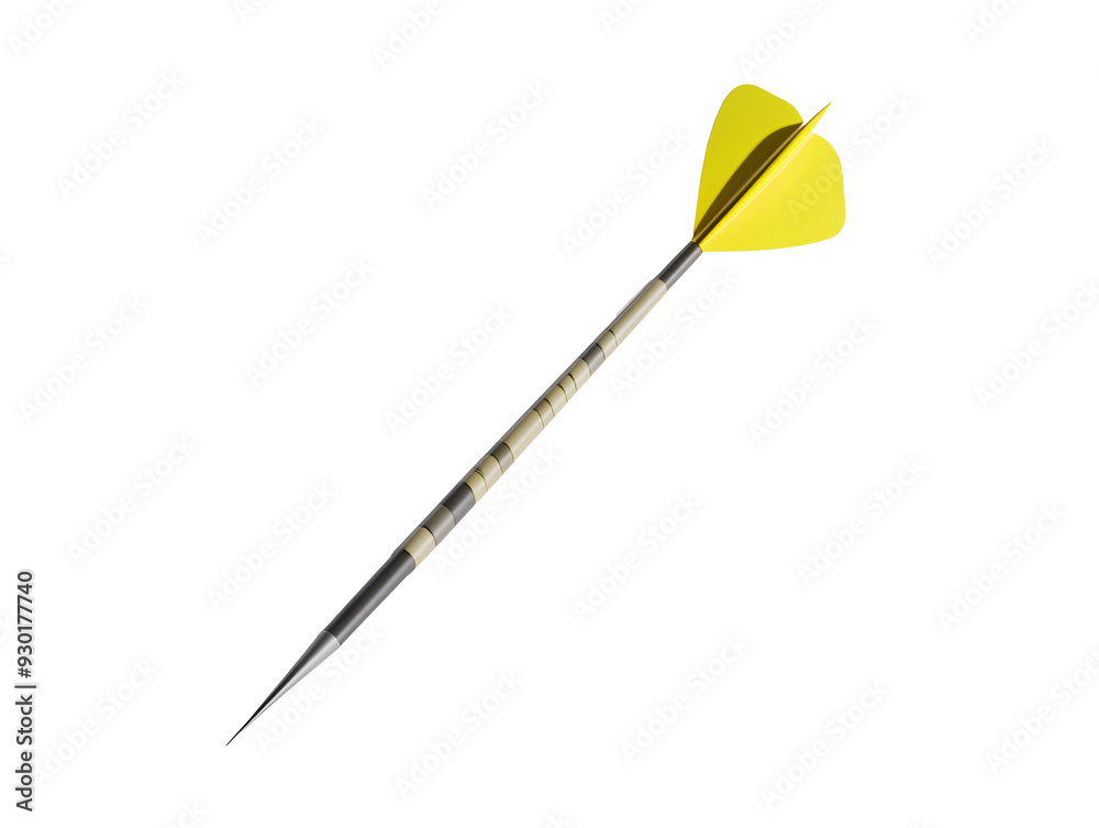 a yellow dart on a white surface a yellow dart on a white surface