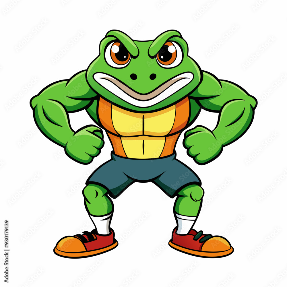 A ferocious angry frog athlete posing art vector illustration A ferocious angry frog athlete posing art vector illustration