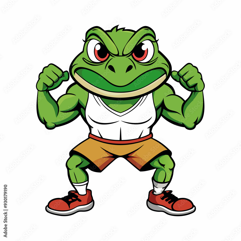 A ferocious angry frog athlete posing art vector illustration A ferocious angry frog athlete posing art vector illustration
