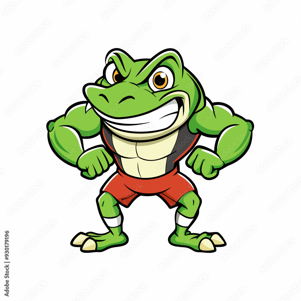A ferocious angry frog athlete posing art vector illustration A ferocious angry frog athlete posing art vector illustration