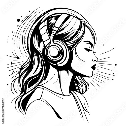 girl with headphones