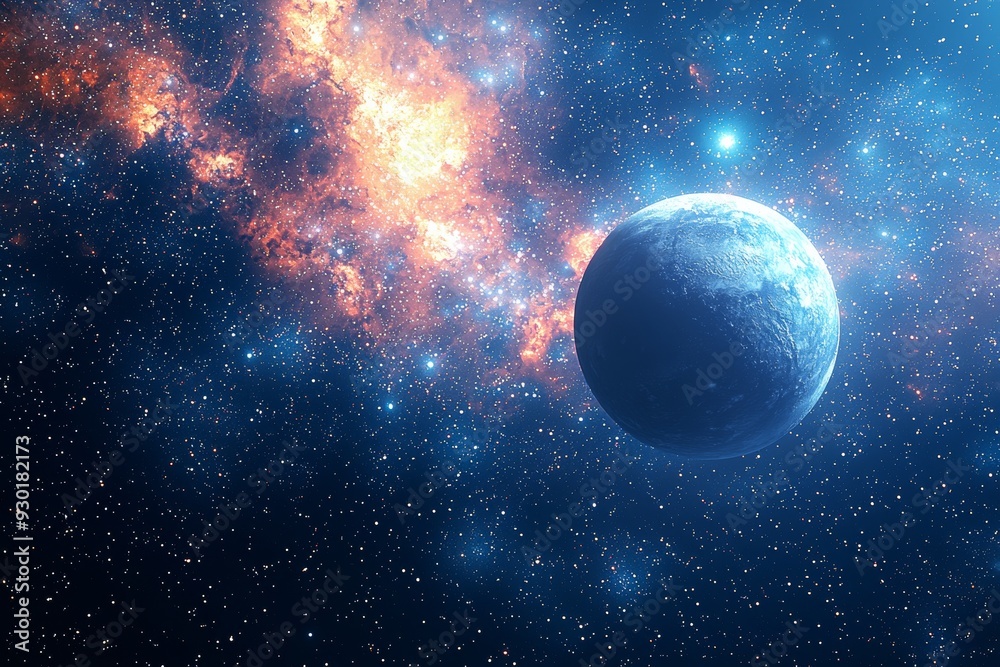 Obraz premium Space cosmic illustration with planets scene created with Generative AI