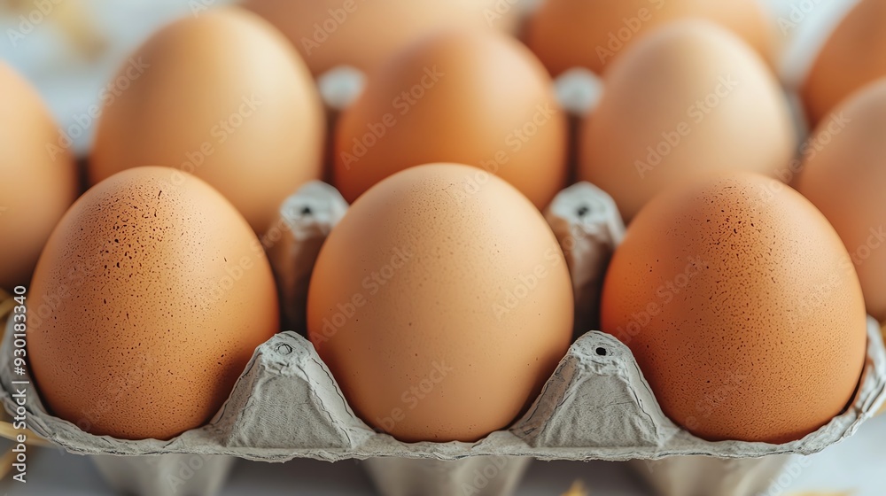 Fresh brown eggs neatly arranged in a carton, ready for cooking or baking. Perfect for food photography and culinary presentations. Fresh brown eggs neatly arranged in a carton, ready for cooking or baking. Perfect for food photography and culinary presentations.