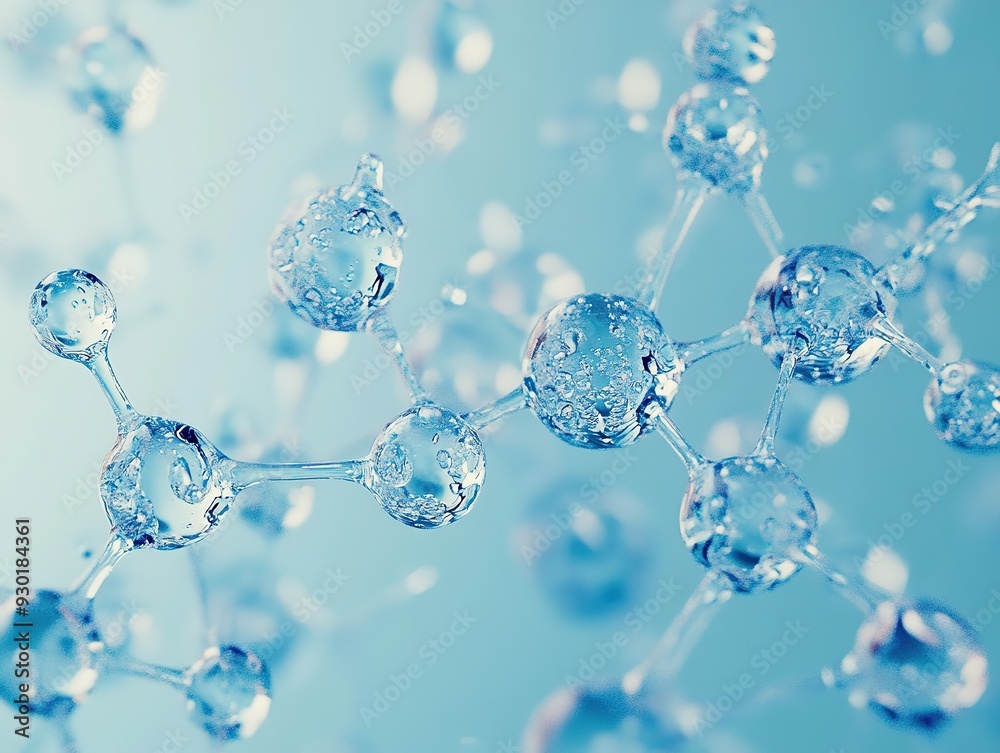 Futuristic Macro View of Water Molecules in the Air, High Resolution 3D ...