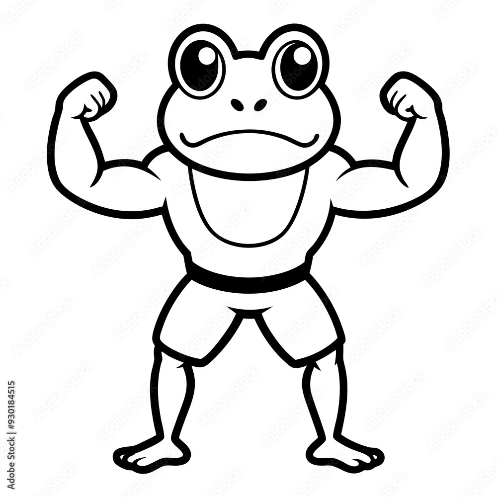 A ferocious angry frog athlete posing line art vector illustration A ferocious angry frog athlete posing line art vector illustration