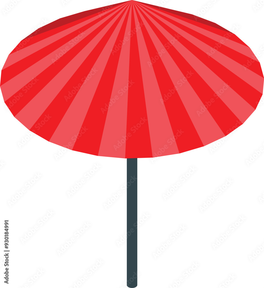 Red beach umbrella protecting from the sun on a summer day Red beach umbrella protecting from the sun on a summer day